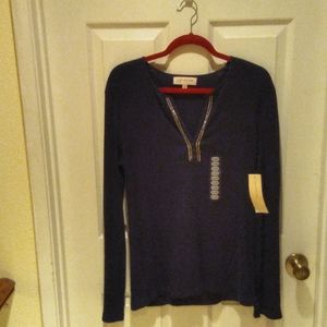 Jones New York Henley, Navy Blue, Size XXL